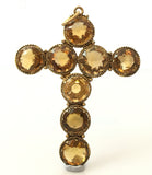 Giant Antique Citrine French Cross Pendant - Ishy Antiques