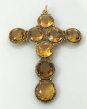 Giant Antique Citrine French Cross Pendant - Ishy Antiques