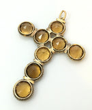 Giant Antique Citrine French Cross Pendant - Ishy Antiques