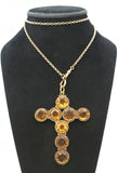 Giant Antique Citrine French Cross Pendant - Ishy Antiques