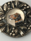 Antique Silver Brooch set with Terrier Intaglio - Ishy Antiques