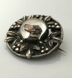 Antique Silver Brooch set with Terrier Intaglio - Ishy Antiques