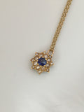 Beautfiul Edwardian Pearl and Sapphire Pendant on a Gold Chain - Ishy Antiques