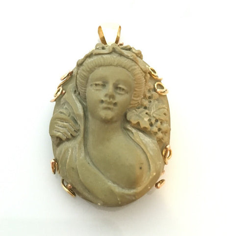 Large Italian Lava Cameo Pendant / Brooch - Ishy Antiques