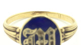 Victorian French M initial Enamel Ring - Ishy Antiques