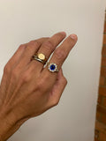 Burmese no heat sapphire and diamond old cut cluster ring