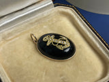 Antique Rose Cut Diamond Onyx and Gold Pendant