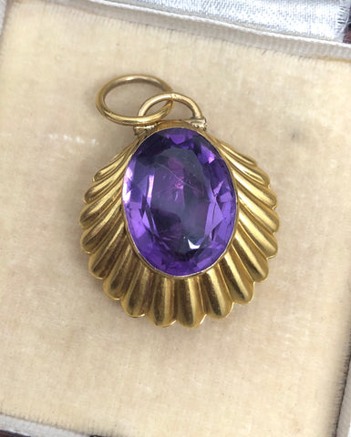 Victorian Scalloped Shell Amethyst Locket