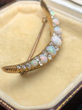 Victorian Opal and Diamond Crescent Brooch