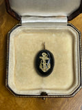 Antique Rose Cut Diamond Onyx and Gold Pendant