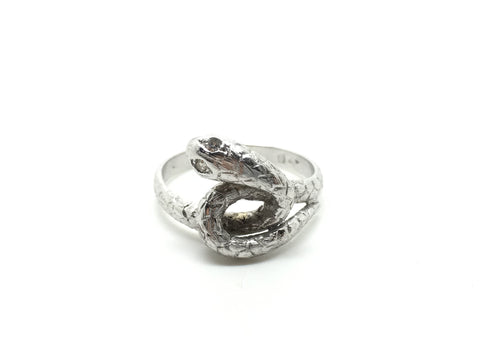 18ct Gold Snake Ring - Diamond Eyes - Ishy Antiques