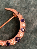 Vintage 9ct Gold Sapphire and Diamond Crescent brooch