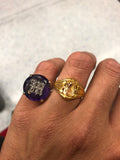 Reserved Rose cut diamond M initial amethyst ring in 14ct gold