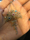 Rare Gemstone set Giardinetti Basket Necklace in Platinum and 18ct Gold - Ishy Antiques