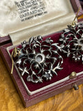 18ct Gold and Silver Georgian Rose Cut Diamond Earrings
