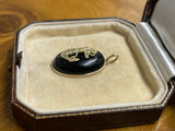 Antique Rose Cut Diamond Onyx and Gold Pendant
