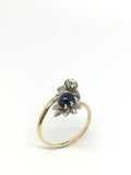 Old cut diamond and Sapphire Cabochon Star Bypass Ring - Ishy Antiques