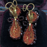Georgian Garnet Glass Day and Night Earrings
