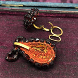 Georgian Garnet Glass Day and Night Earrings