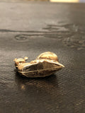 Three 9ct Gold Charms: Snail, Pig, I Love You Spinner