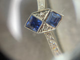 18ct Gold Geometric Sapphire and Diamond Ring