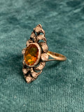 Late Victorian Citrine and Diamond Panel Ring