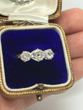 1930's Platinum Old Cut Diamond Three Stone Ring - Ishy Antiques