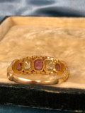 Antique Chrysoberyl and Garnet Five Stone Ring