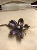 Victorian Amethyst Gold Pansy Brooch