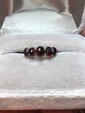 Antique Faceted Garnet Half Hoop in 15ct Gold