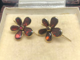 Reserved Georgian Flat Cut Garnet Earrings in Gold