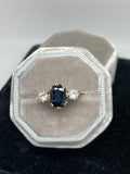 Vintage 18ct Gold Sapphire and Diamond 3 Stone Ring