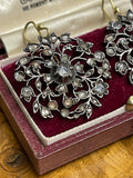 18ct Gold and Silver Georgian Rose Cut Diamond Earrings