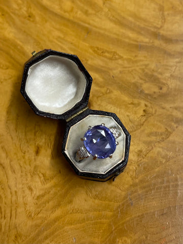Art Deco Ceylon Sapphire and Diamond Ring
