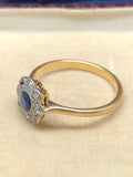 Sapphire and Diamond Edwardian Cluster Ring