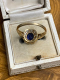 Burmese no heat sapphire and diamond old cut cluster ring