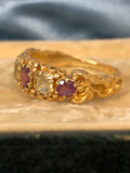 Antique Chrysoberyl and Garnet Five Stone Ring