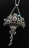 Rare Gemstone set Giardinetti Basket Necklace in Platinum and 18ct Gold - Ishy Antiques
