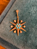 15ct Gold Victorian Turquoise and Diamond Pearl Star pendant and 18ct Pearl and Star