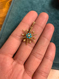 15ct Gold Victorian Turquoise and Diamond Pearl Star pendant and 18ct Pearl and Star
