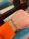 18ct White and Yellow Gold Figaro Curb Bracelet
