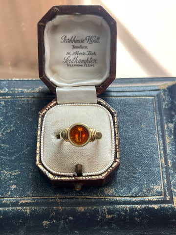 18ct Gold Intaglio Enamel Ring