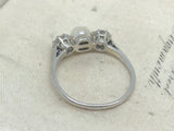 Platinum Edwardian Diamond and Pearl Ring