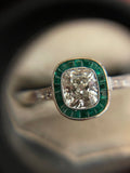 Private Sale Art Deco Style Emerald and Diamond Ring
