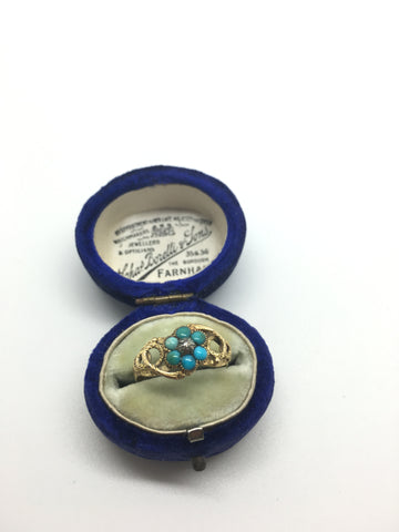 Gold Victorian Snake Turquoise and Diamond Ring - Ishy Antiques