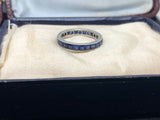 Reserved 2 x Art Deco Silver Sapphire Paste Eternity Rings