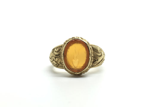 Reserved. Antique French 'La Brulant' Flaming Heart Ring - Ishy Antiques