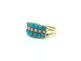 18ct Gold Turquoise & Pearl Dress Ring - Ishy Antiques