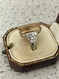 Platinum Topaz and Diamond Cocktail Ring