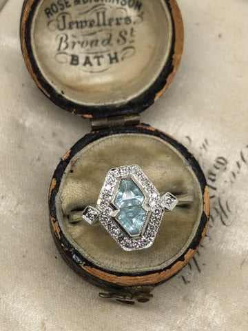 Aquamarine and Dimond Ring